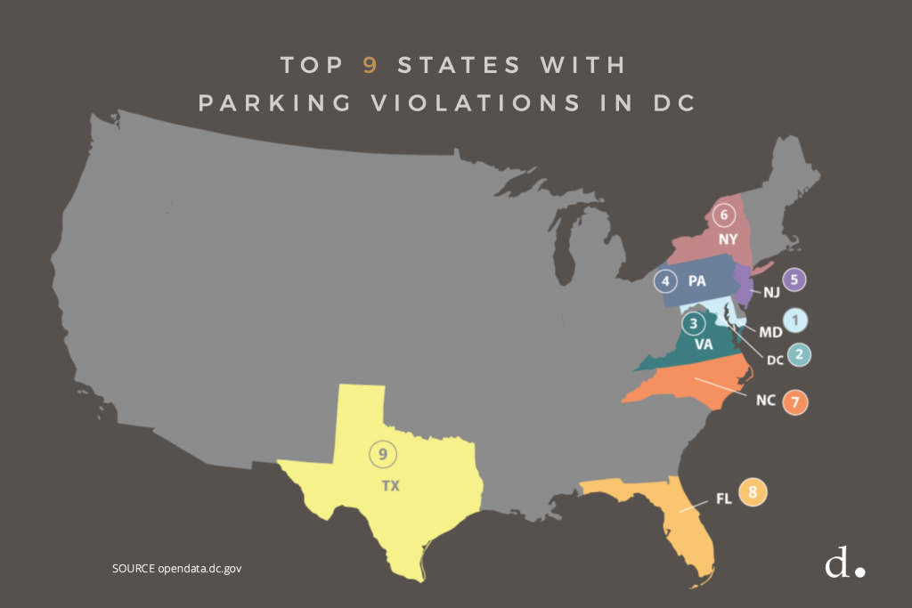 Top 9 States with Parking Violations in Washington DC